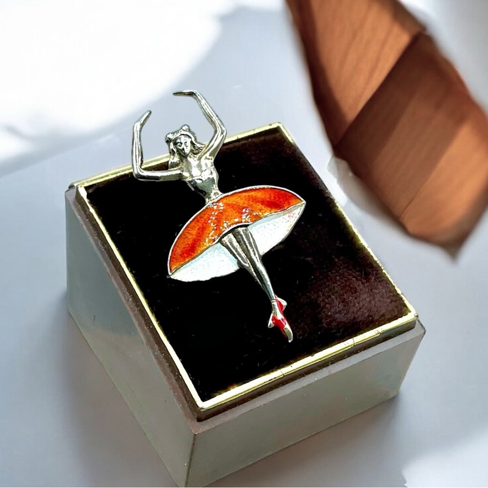 🌺Vintage Artel Sterling & Enamel Ballerina Pin/Brooch